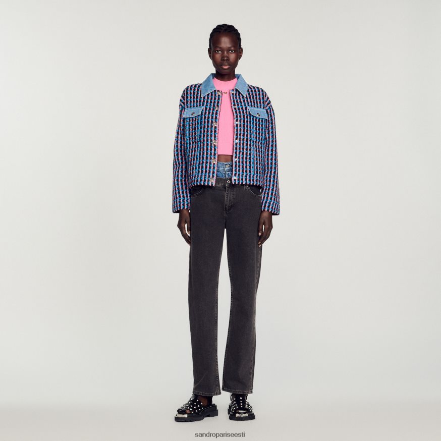 Sandro Paris kehakate naised tweed coatigan BN4RF419 blanc/sinine