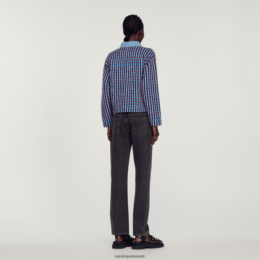 Sandro Paris kehakate naised tweed coatigan BN4RF419 blanc/sinine