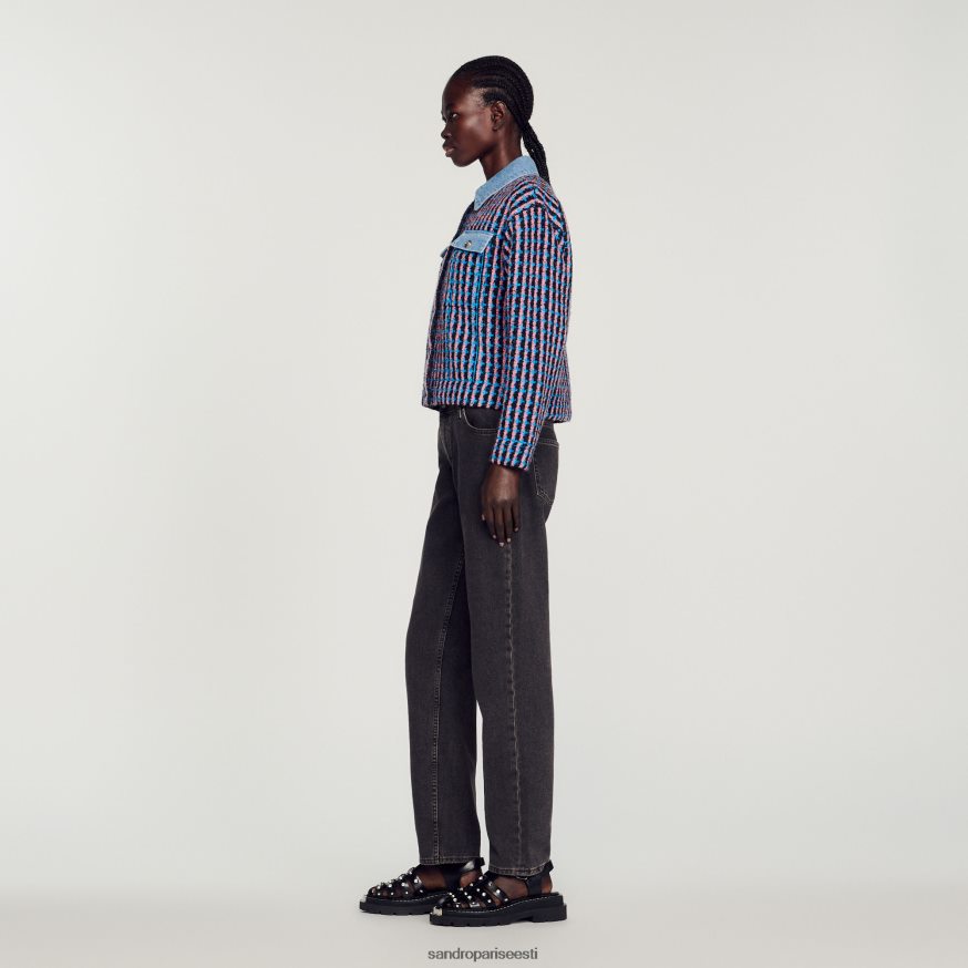 Sandro Paris kehakate naised tweed coatigan BN4RF419 blanc/sinine