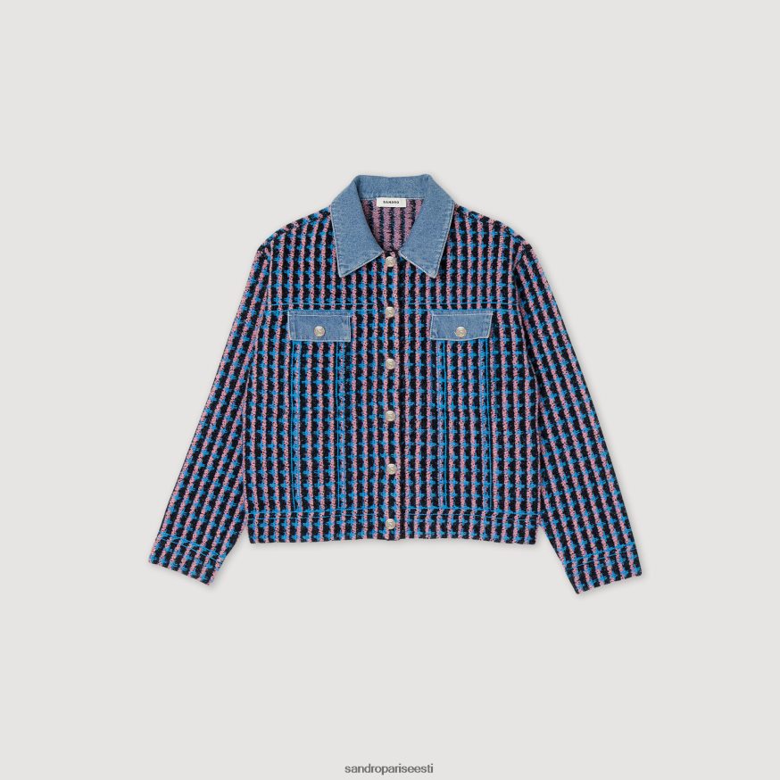 Sandro Paris kehakate naised tweed coatigan BN4RF419 blanc/sinine