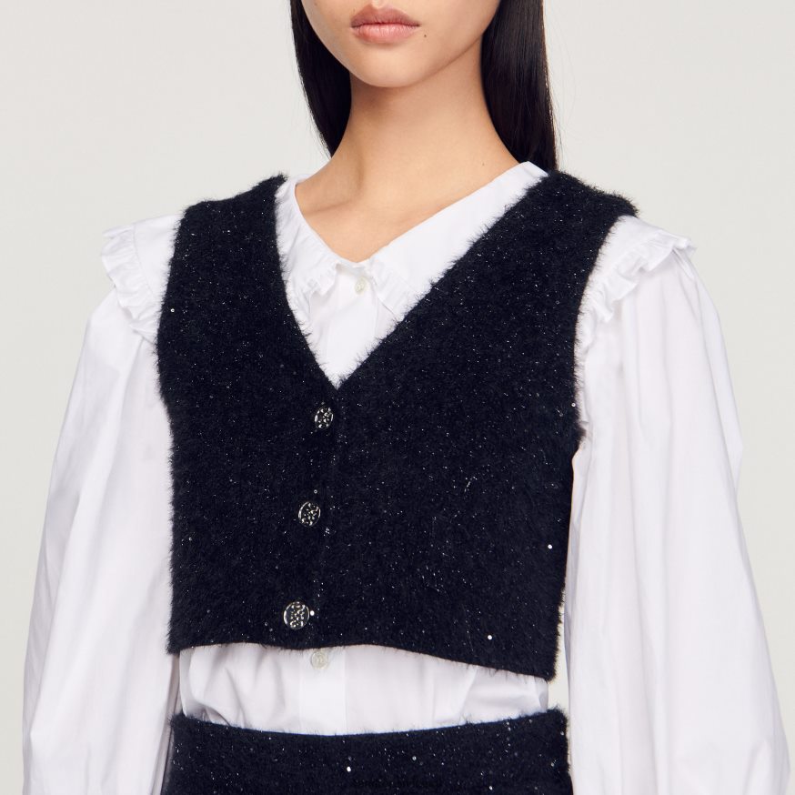 Sandro Paris kehakate naised tweed crop top BN4RF344 must