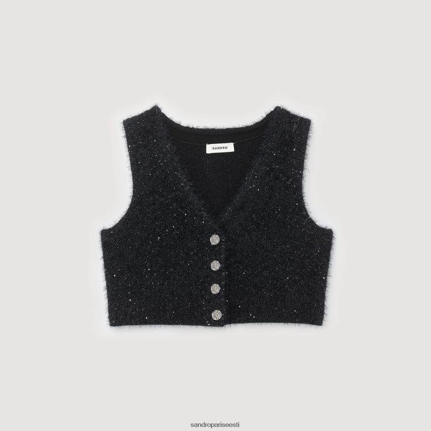 Sandro Paris kehakate naised tweed crop top BN4RF344 must