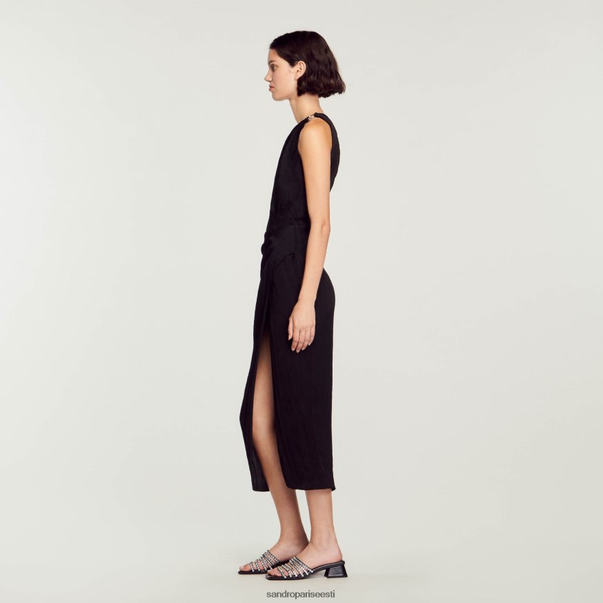 Sandro Paris kehakate naised asümmeetriline kleit BN4RF57 must