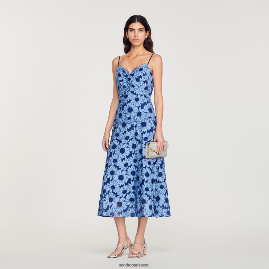 Sandro Paris kehakate naised daisy guipure midi kleit BN4RF252 sinine