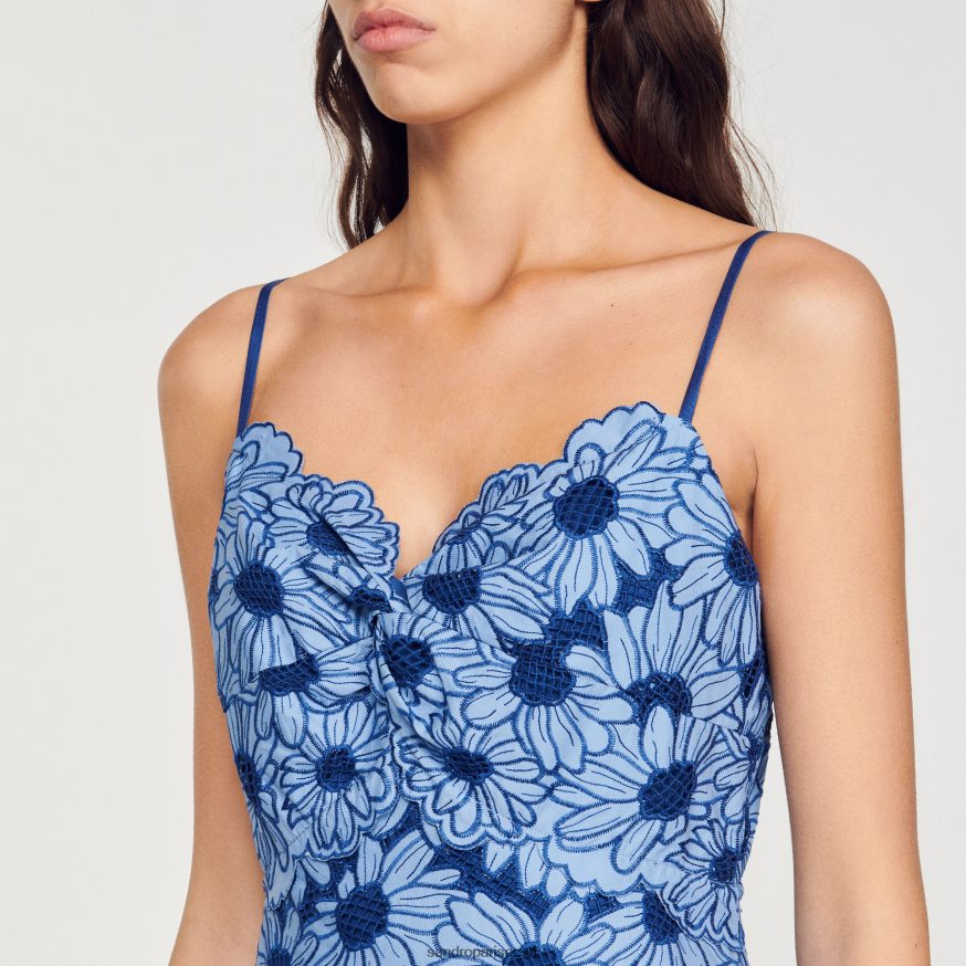 Sandro Paris kehakate naised daisy guipure midi kleit BN4RF252 sinine