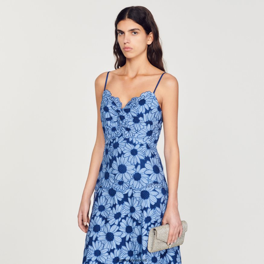 Sandro Paris kehakate naised daisy guipure midi kleit BN4RF252 sinine