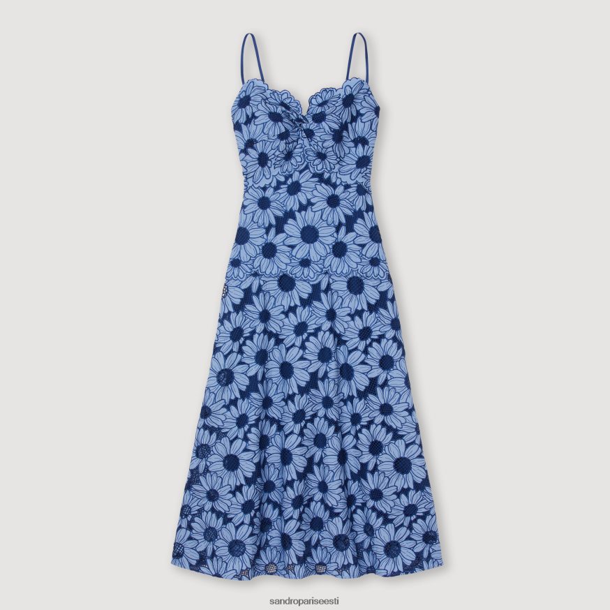 Sandro Paris kehakate naised daisy guipure midi kleit BN4RF252 sinine