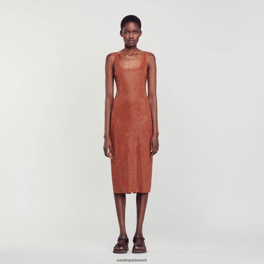 Sandro Paris kehakate naised ehiskiviga kaunistatud kleit BN4RF15 pruun