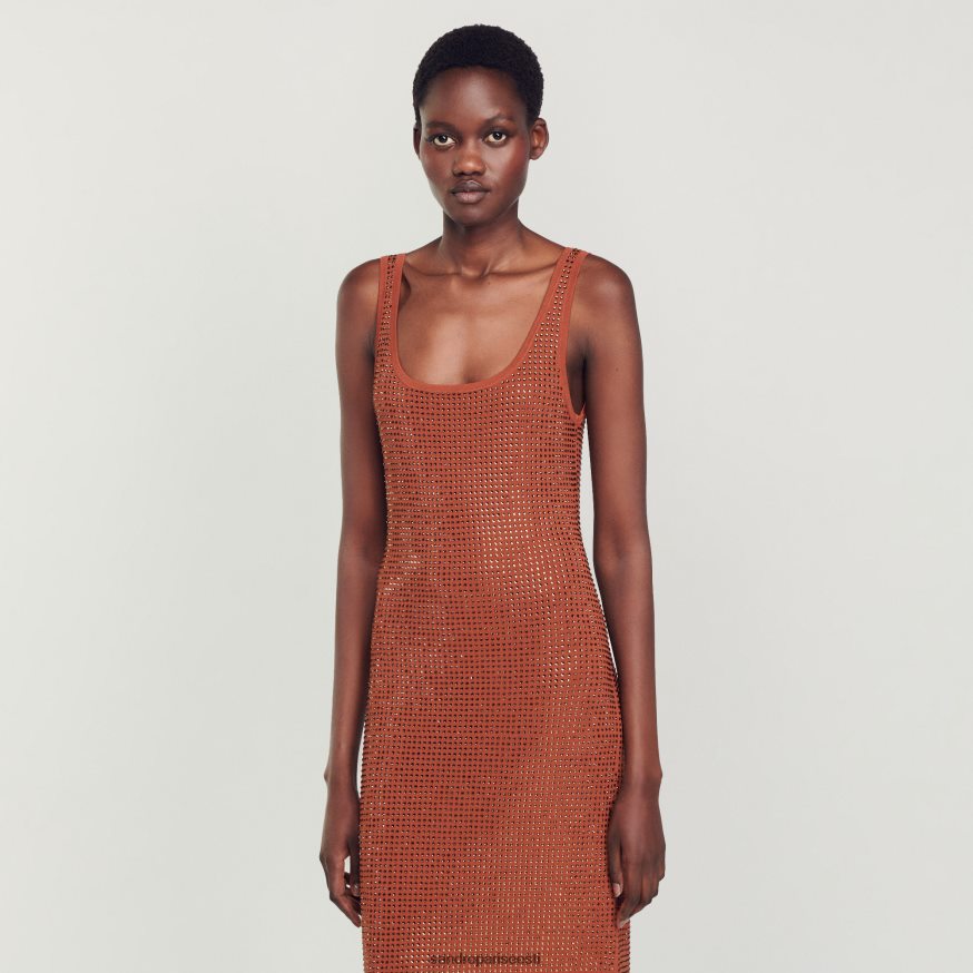 Sandro Paris kehakate naised ehiskiviga kaunistatud kleit BN4RF15 pruun