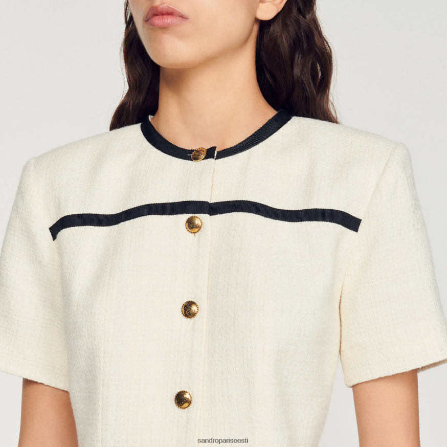 Sandro Paris kehakate naised kärbitud tviidnööbiga kleit BN4RF109 ekru