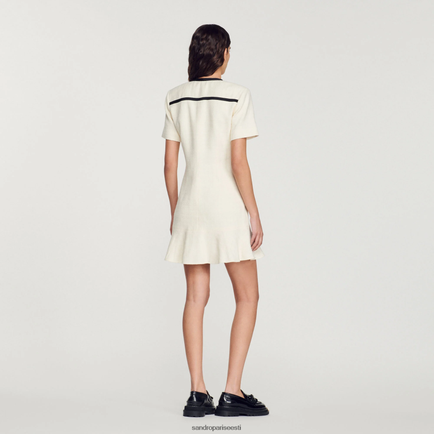 Sandro Paris kehakate naised kärbitud tviidnööbiga kleit BN4RF109 ekru