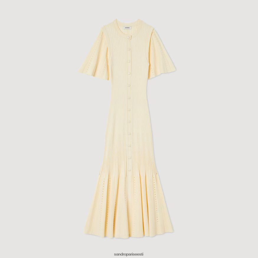 Sandro Paris kehakate naised kahetooniline midi trikotaažkleit BN4RF5 ekru