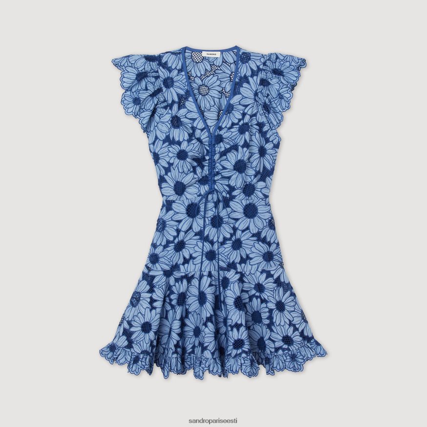 Sandro Paris kehakate naised karikakra guipüür kleit BN4RF127 sinine