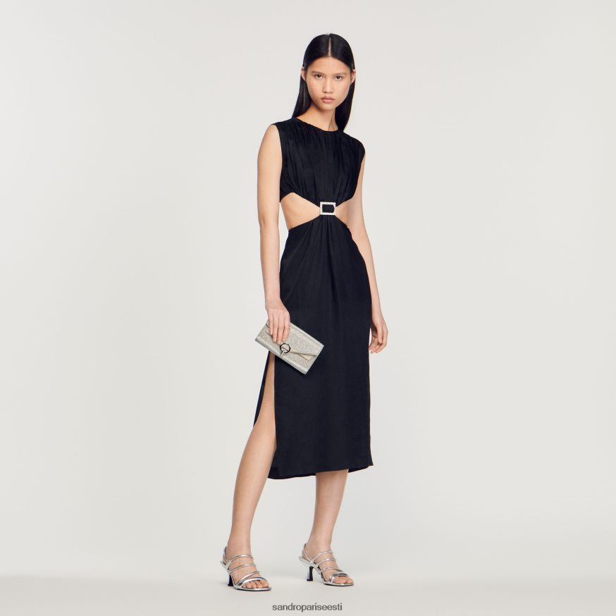 Sandro Paris kehakate naised kaunistatud midi kleit BN4RF285 must