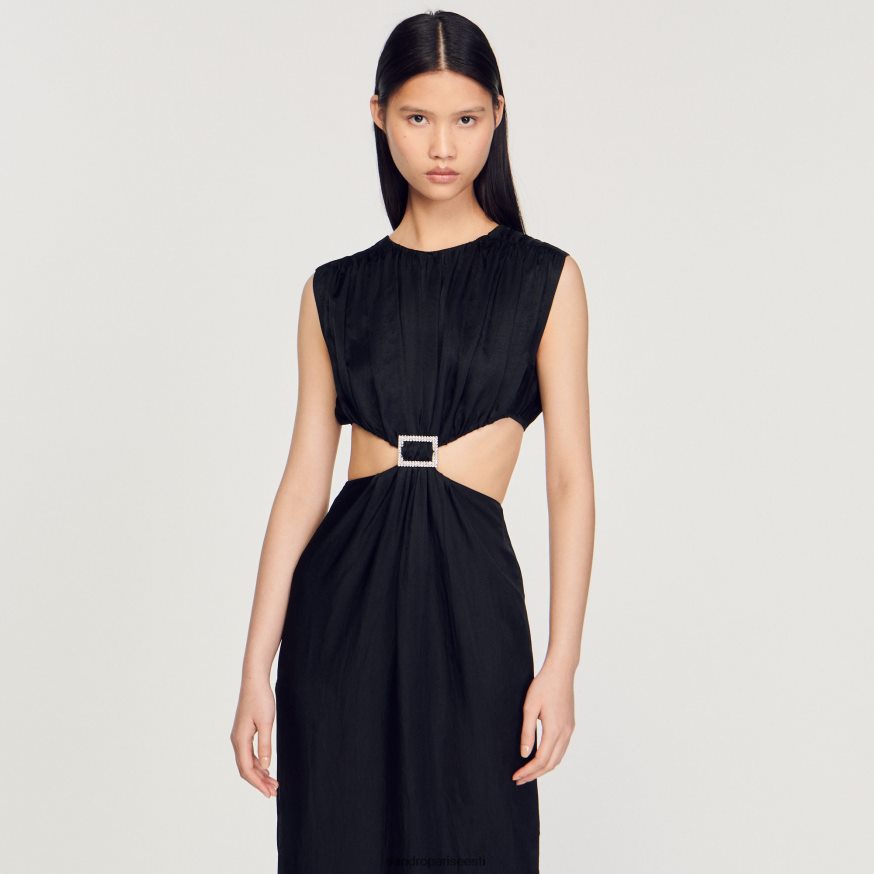 Sandro Paris kehakate naised kaunistatud midi kleit BN4RF285 must