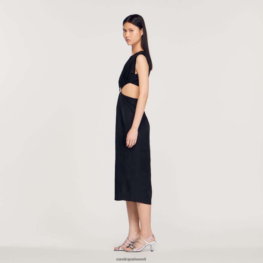 Sandro Paris kehakate naised kaunistatud midi kleit BN4RF285 must