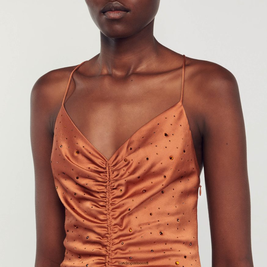 Sandro Paris kehakate naised kivist kleit BN4RF81 pruun