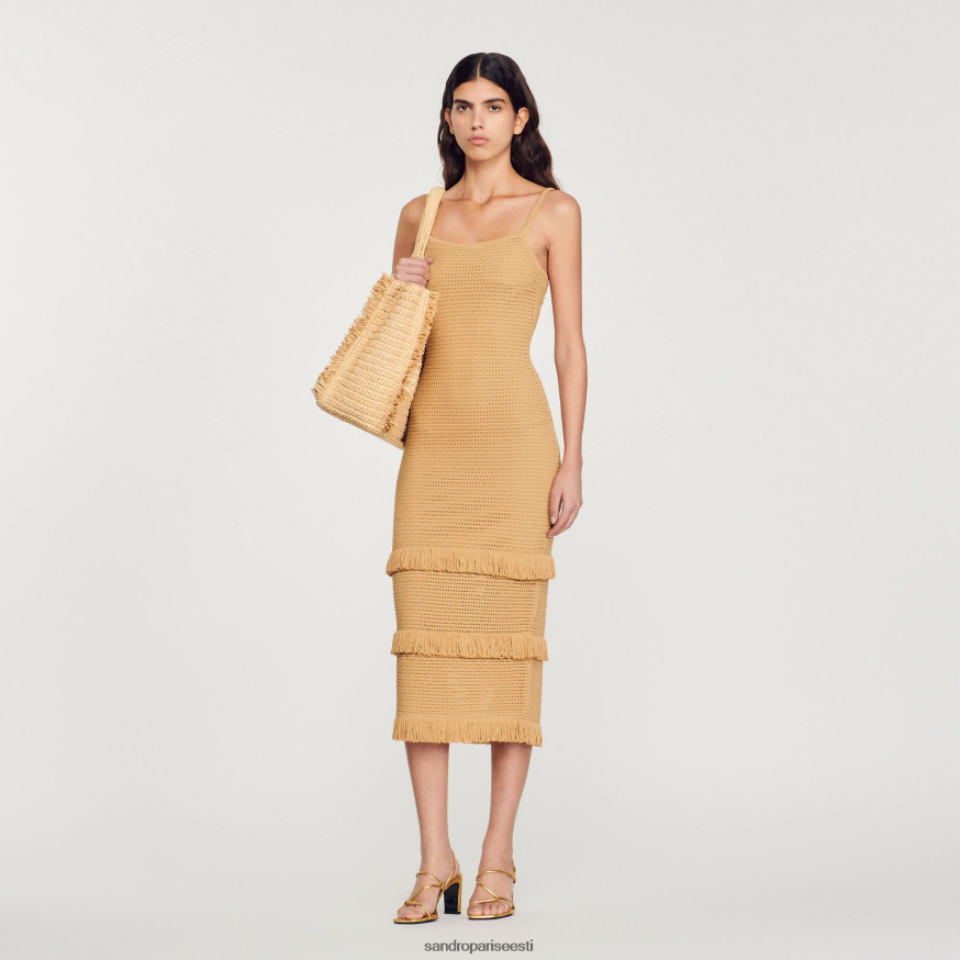 Sandro Paris kehakate naised kootud midi kleit BN4RF118 kaamel
