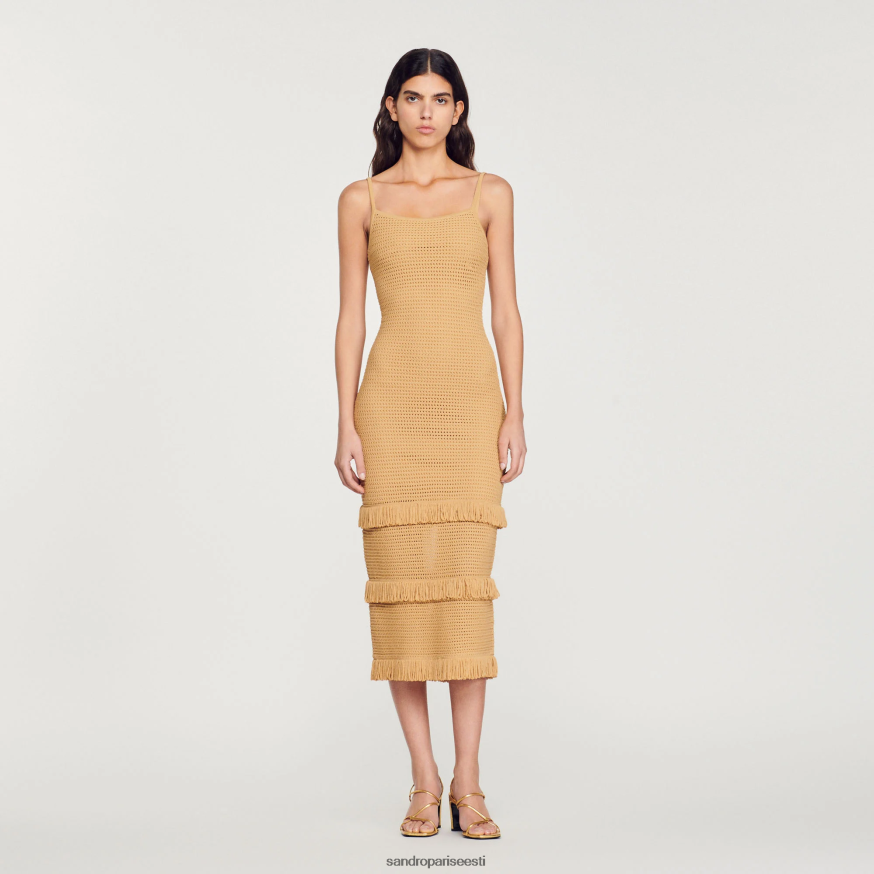 Sandro Paris kehakate naised kootud midi kleit BN4RF118 kaamel
