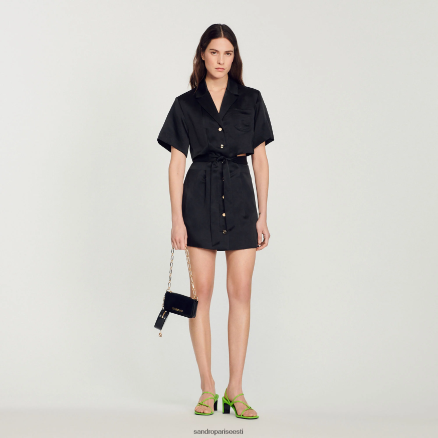 Sandro Paris kehakate naised lühike ažuurne kleit BN4RF322 must