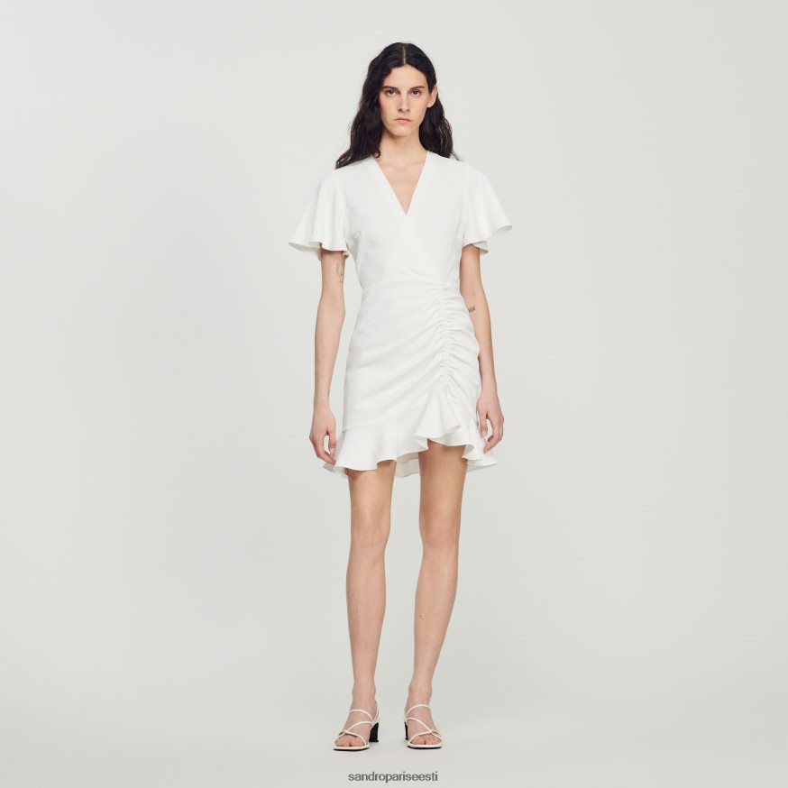 Sandro Paris kehakate naised lühike crossover kleit BN4RF397 ekru