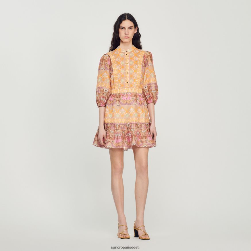 Sandro Paris kehakate naised lühike kleit segatud sallitrükiga BN4RF380 beež