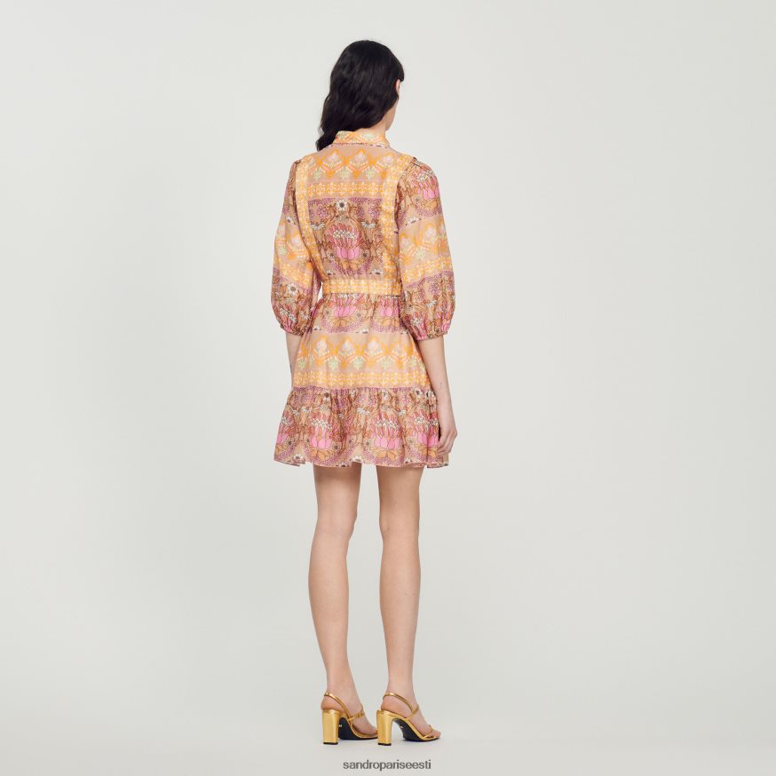 Sandro Paris kehakate naised lühike kleit segatud sallitrükiga BN4RF380 beež