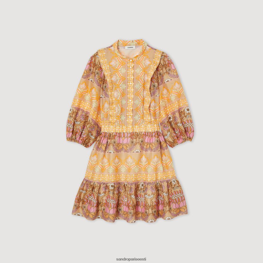 Sandro Paris kehakate naised lühike kleit segatud sallitrükiga BN4RF380 beež