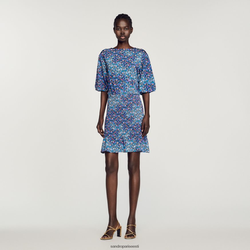 Sandro Paris kehakate naised lühike lilleprindiga kleit BN4RF327 sinine/lilla