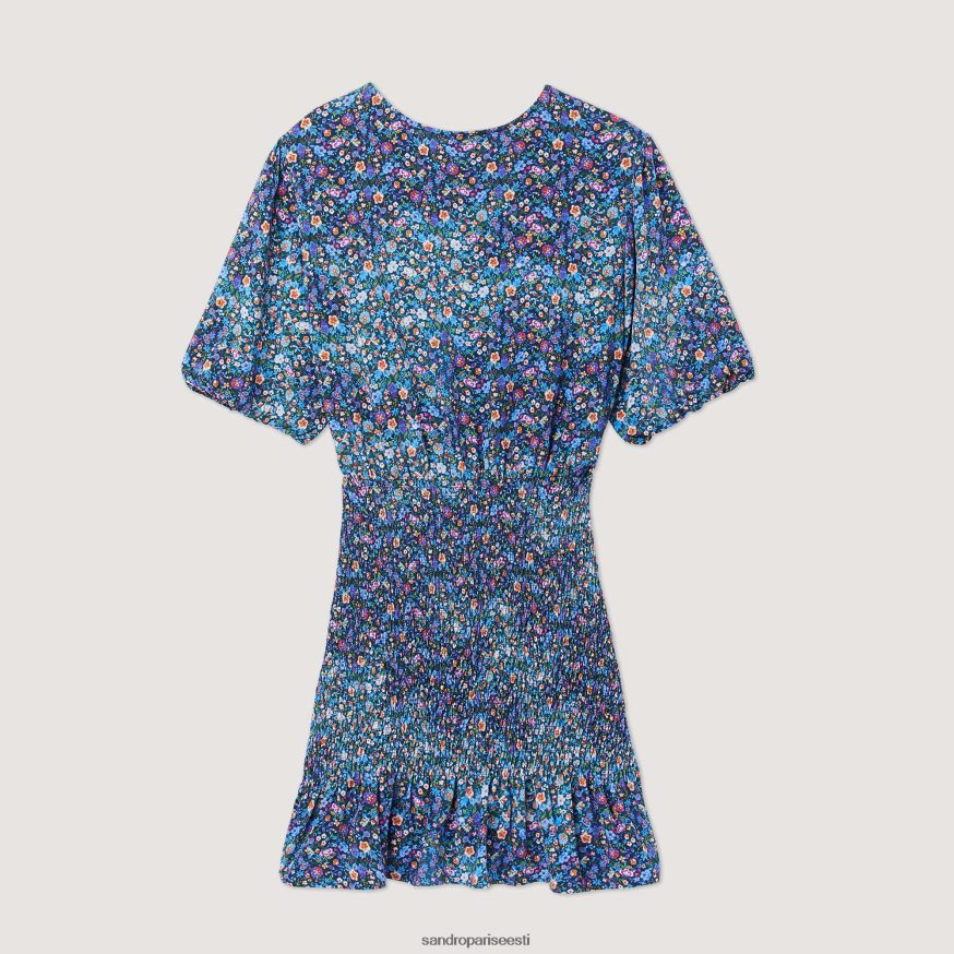 Sandro Paris kehakate naised lühike lilleprindiga kleit BN4RF327 sinine/lilla