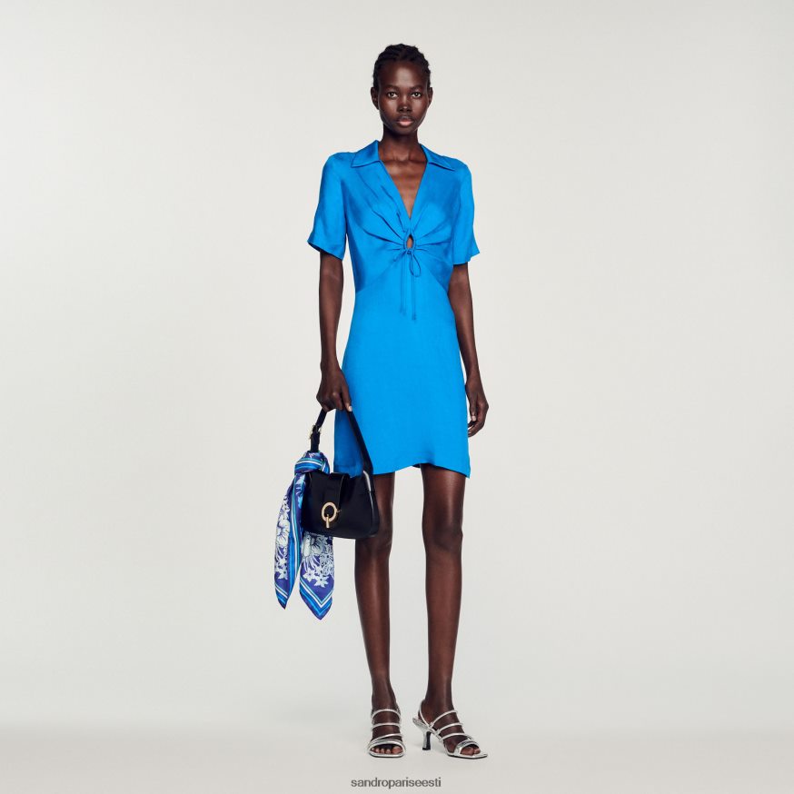 Sandro Paris kehakate naised lühike lipsudega kleit BN4RF328 sinine