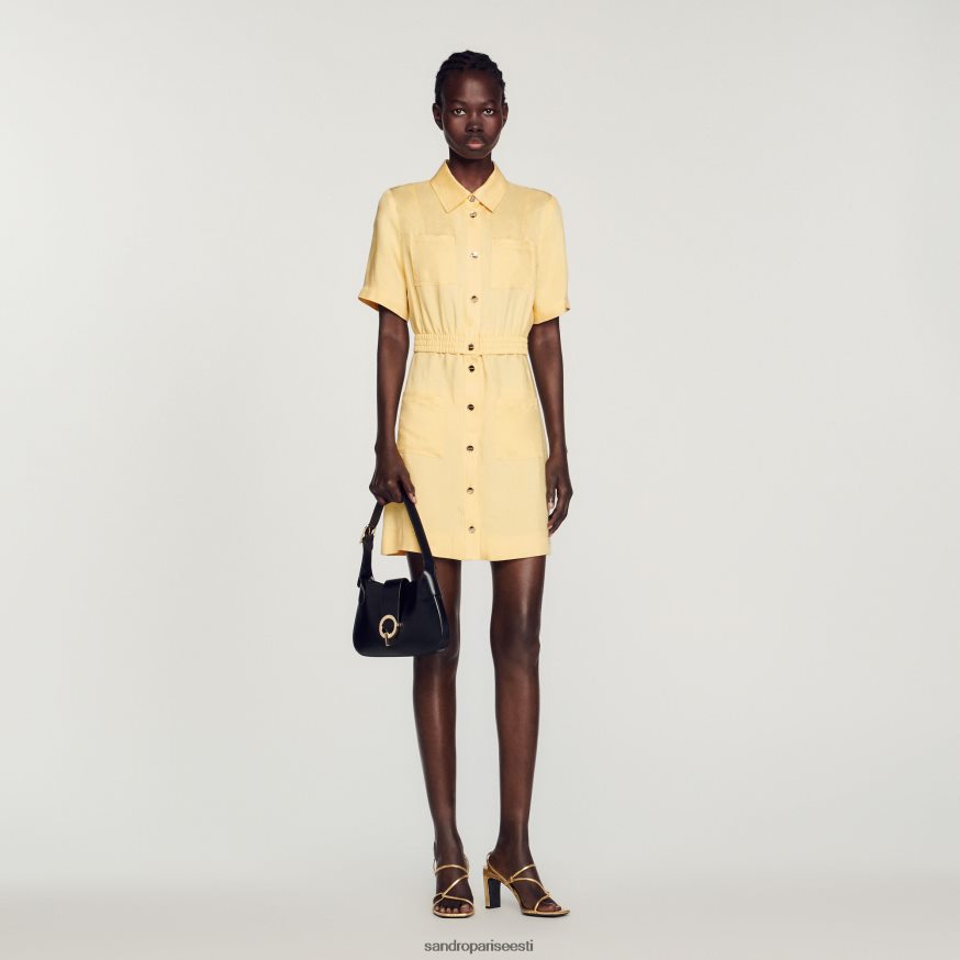 Sandro Paris kehakate naised lühike nööpidega kleit BN4RF311 vanilje