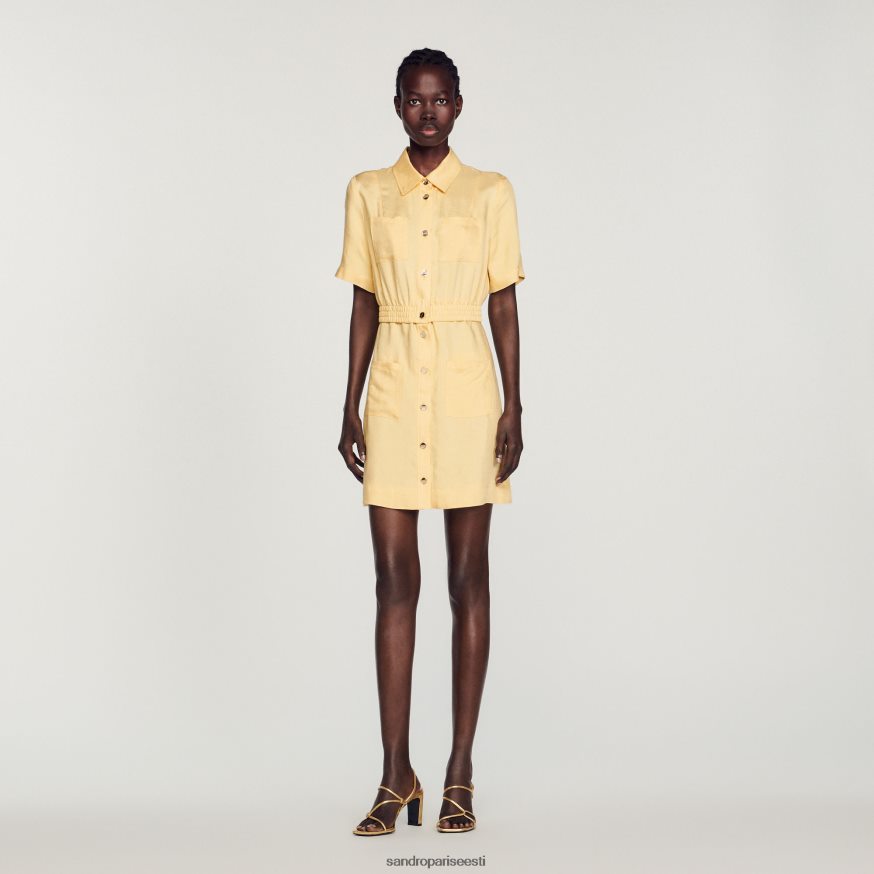 Sandro Paris kehakate naised lühike nööpidega kleit BN4RF311 vanilje