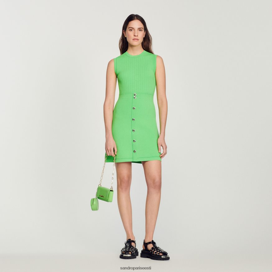 Sandro Paris kehakate naised lühike nööpidega kleit BN4RF342 roheline