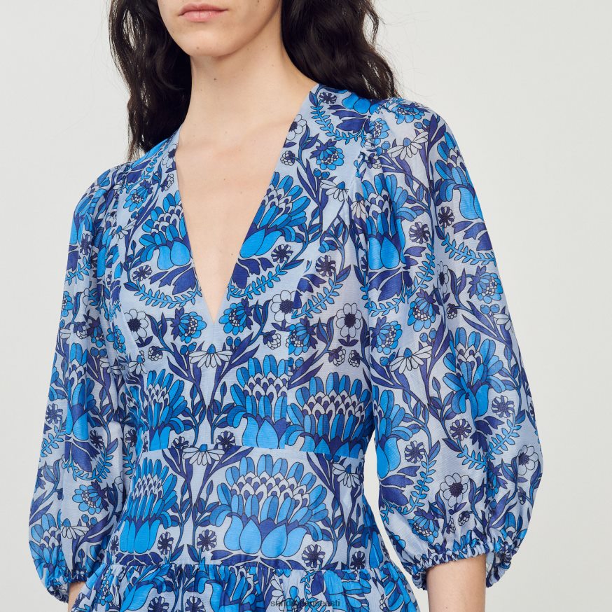 Sandro Paris kehakate naised lühike sallitrükiga kleit BN4RF422 sinine