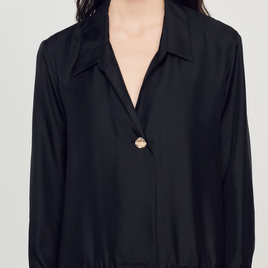 Sandro Paris kehakate naised lühike siidist kleit BN4RF334 must