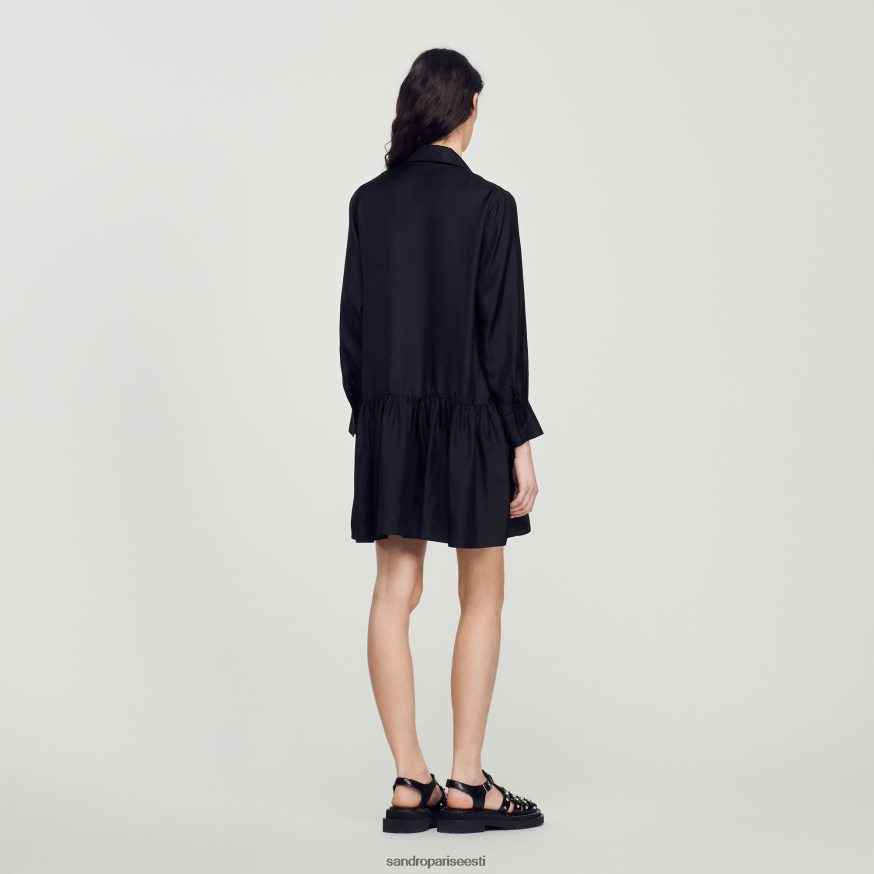 Sandro Paris kehakate naised lühike siidist kleit BN4RF334 must