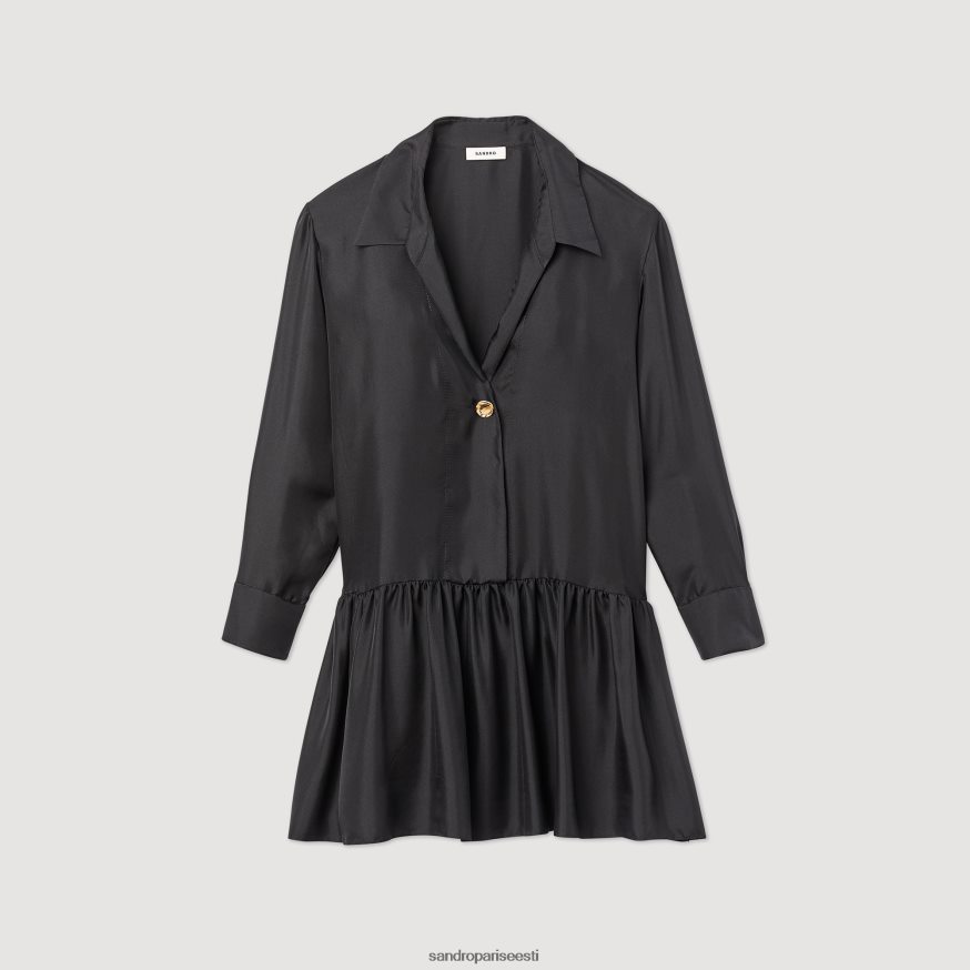 Sandro Paris kehakate naised lühike siidist kleit BN4RF334 must