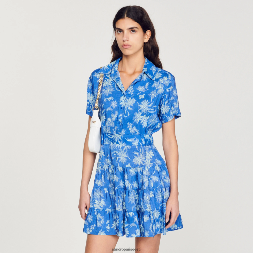 Sandro Paris kehakate naised lühike trükitud kleit BN4RF349 sinine