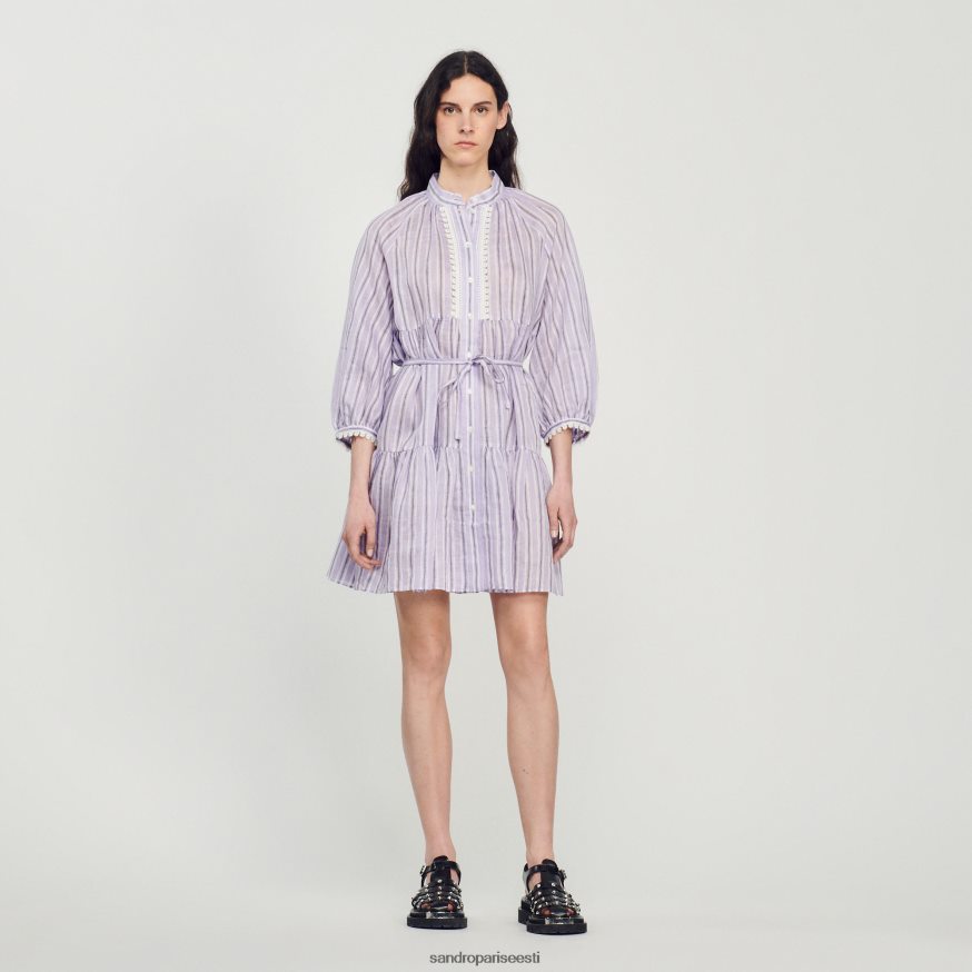 Sandro Paris kehakate naised lühike triipudega kleit BN4RF381 lilla/must