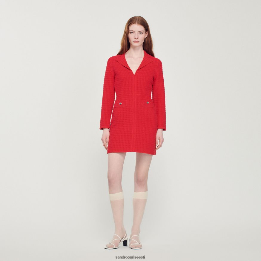 Sandro Paris kehakate naised lühike tweed-efektiga kleit BN4RF436 punane