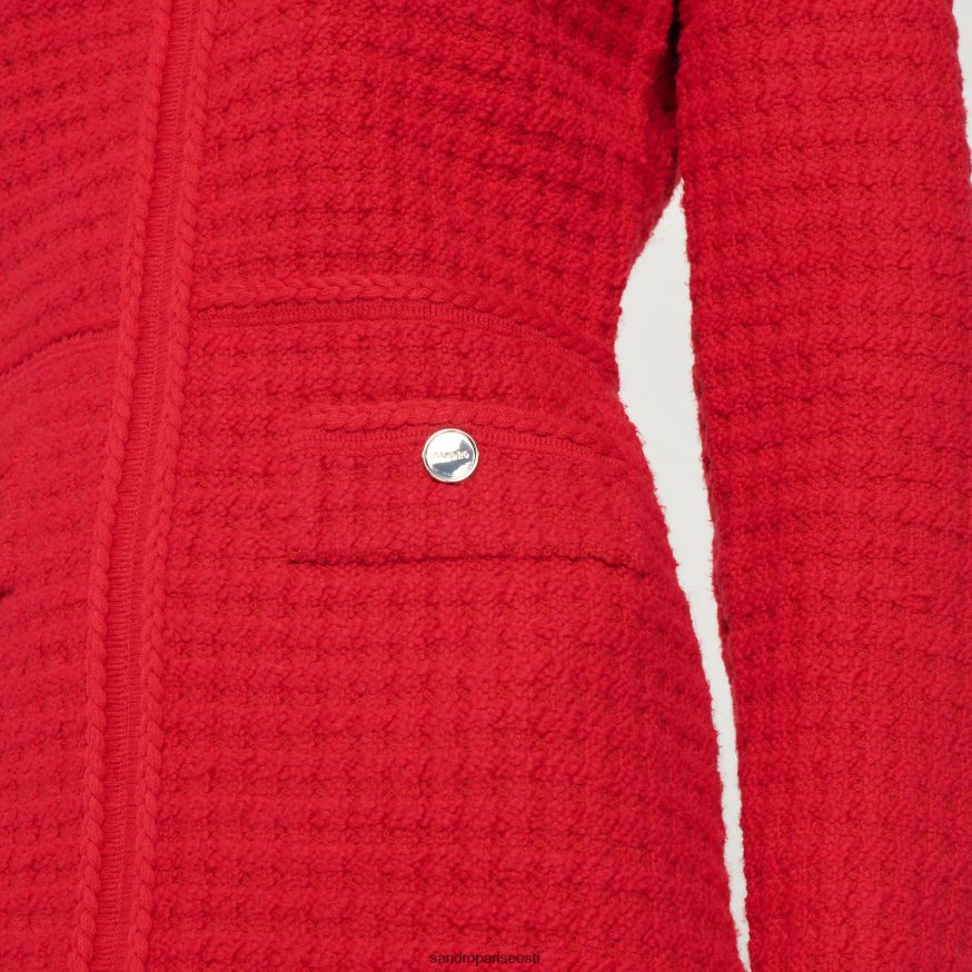 Sandro Paris kehakate naised lühike tweed-efektiga kleit BN4RF436 punane