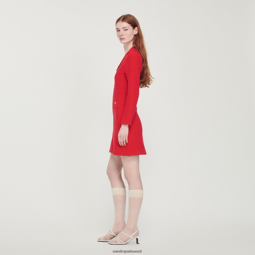 Sandro Paris kehakate naised lühike tweed-efektiga kleit BN4RF436 punane