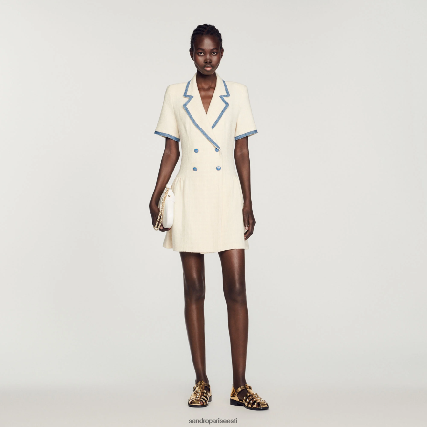 Sandro Paris kehakate naised lühike tweed kleit BN4RF110 ekru