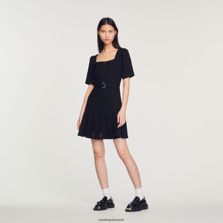 Sandro Paris kehakate naised lühike tweed kleit BN4RF250 must