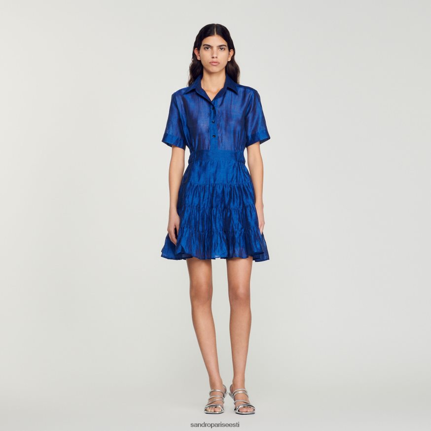 Sandro Paris kehakate naised lühike volangidega kleit BN4RF113 tumesinine