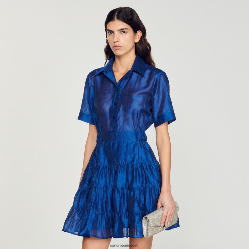 Sandro Paris kehakate naised lühike volangidega kleit BN4RF113 tumesinine