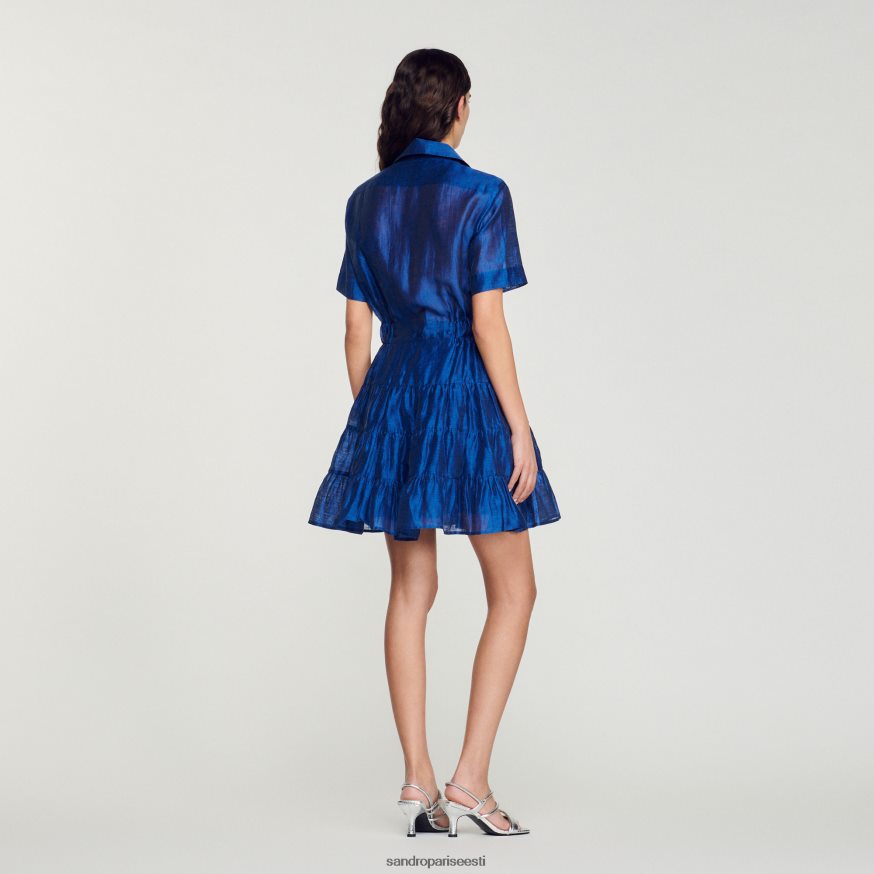 Sandro Paris kehakate naised lühike volangidega kleit BN4RF113 tumesinine