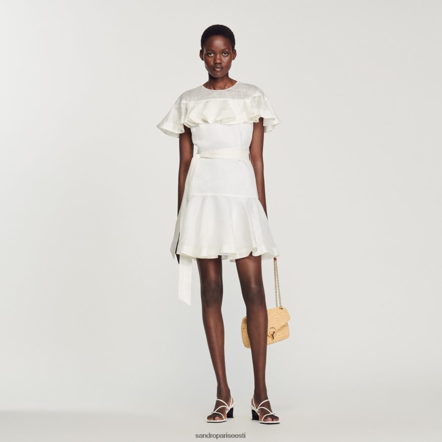 Sandro Paris kehakate naised lühike volangidega kleit BN4RF409 valge