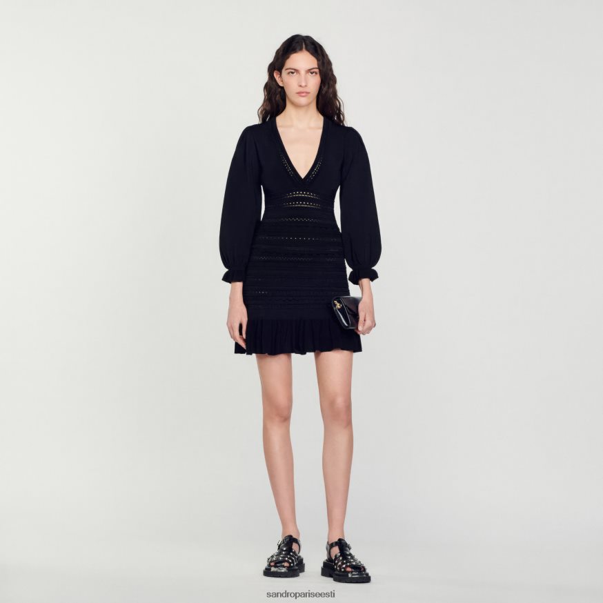 Sandro Paris kehakate naised lühike volangidega kleit BN4RF426 must